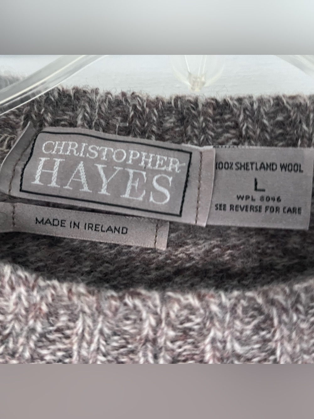 Women's Gray/Taupe Crewneck Shetland Wool Sweater - Picture 2 of 7
